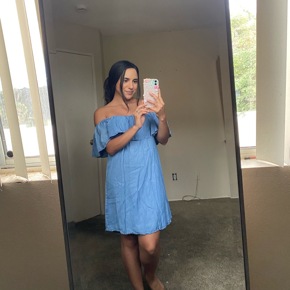 Blue Off-Shoulder Dress